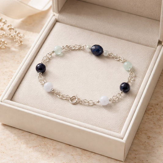 Bracelet Apaisement - Lithothérapie Pierres Naturelles Argent 925