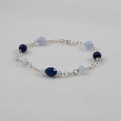 Bracelet apaisement en argent 925 - lithothérapie pierres naturelles 