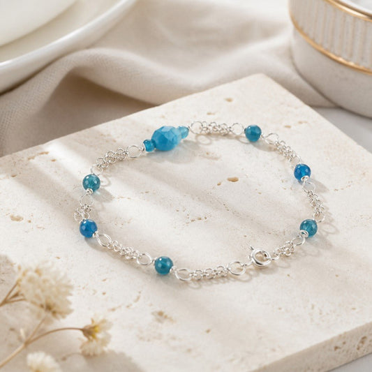 Bracelet Apatite Bleue Argent 925
