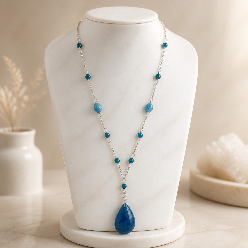 Pendentif  Apatite Bleue Argent 925