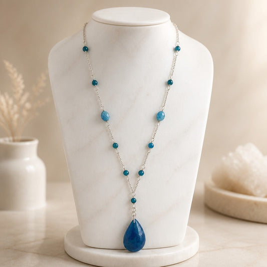 Pendentif  Apatite Bleue Argent 925