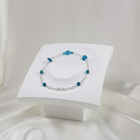 Bracelet apatite bleue en argent 925 - pierre naturelle 