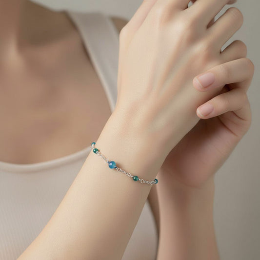 Bracelet Apatite Bleue Argent 925 -