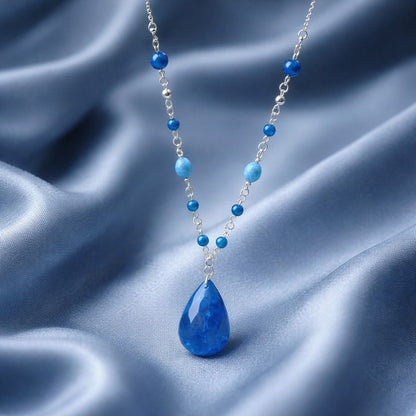 Pendentif Apatite Bleue Argent 925 | Lithothérapie Motivation | Bijoux Zen