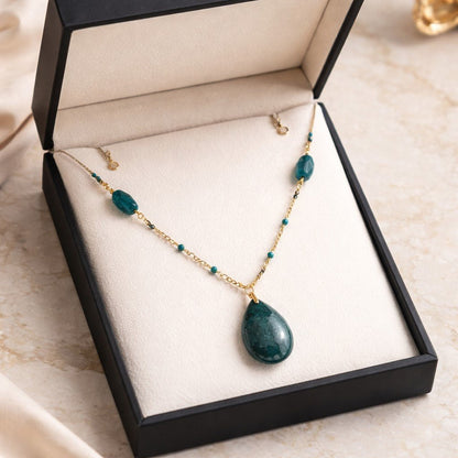 Pendentif Apatite Bleue Acier - Pierre Naturelle Lithothérapie