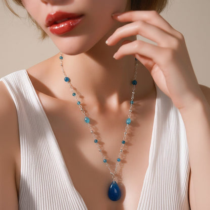 Pendentif Apatite Bleue Argent 925 | Lithothérapie Motivation | Bijoux Zen
