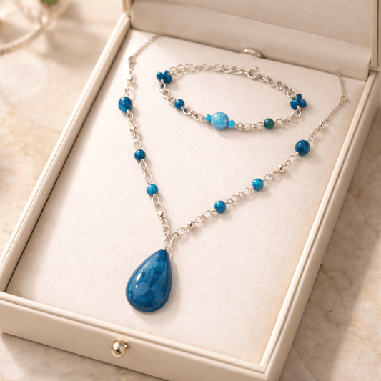 Parure Apatite Bleue Argent 925 -