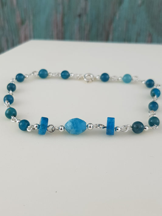 Bracelet apatite bleue argent 925