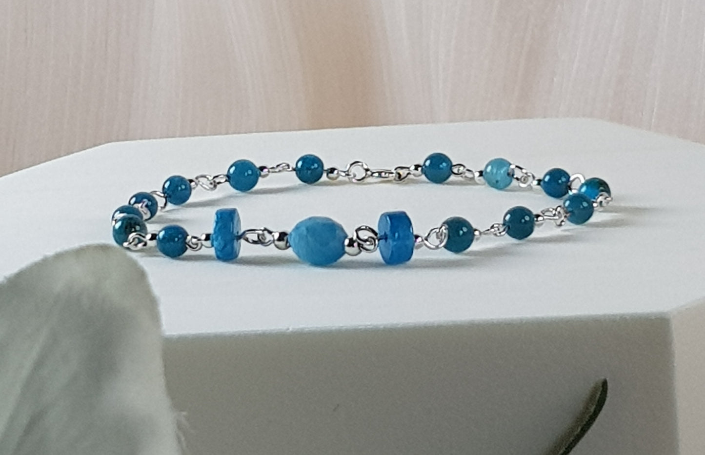 Apatite bleue argent 925