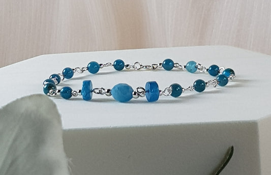 Apatite bleue argent 925
