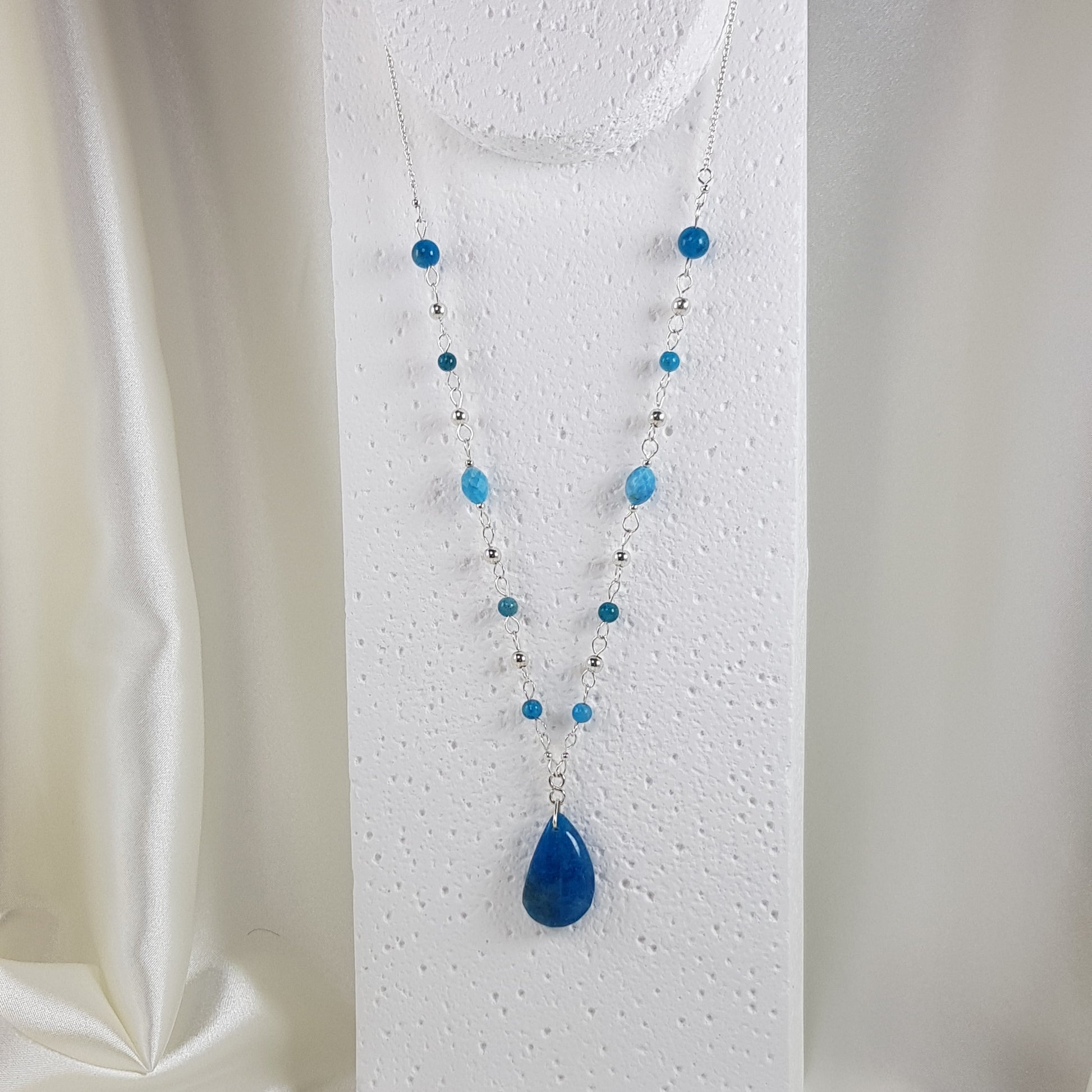 Pendentif apatite bleue en argent 925 - lithothérapie motivation