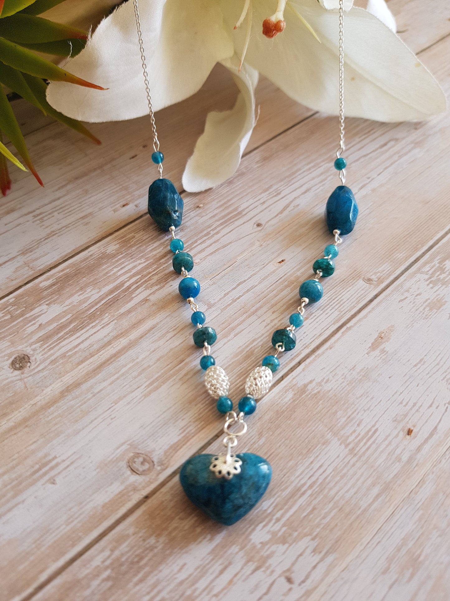 apatite bleue coeur argent 925