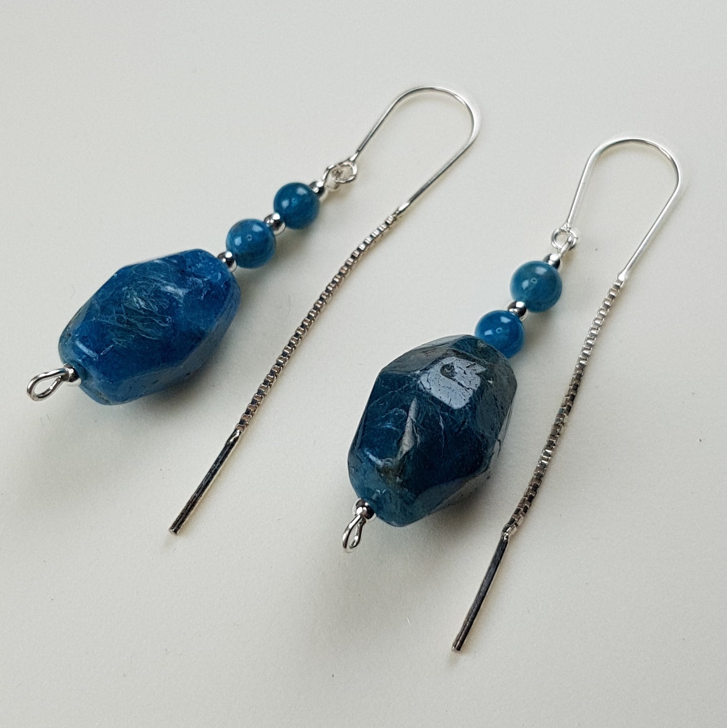 Boucles d'Oreilles Apatite Bleue - Argent 925 & Pierre Naturelle