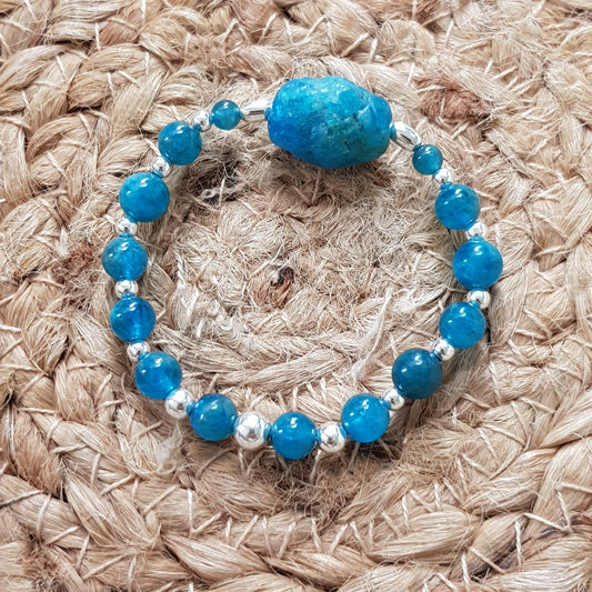 Bracelet apatite bleue argent 925