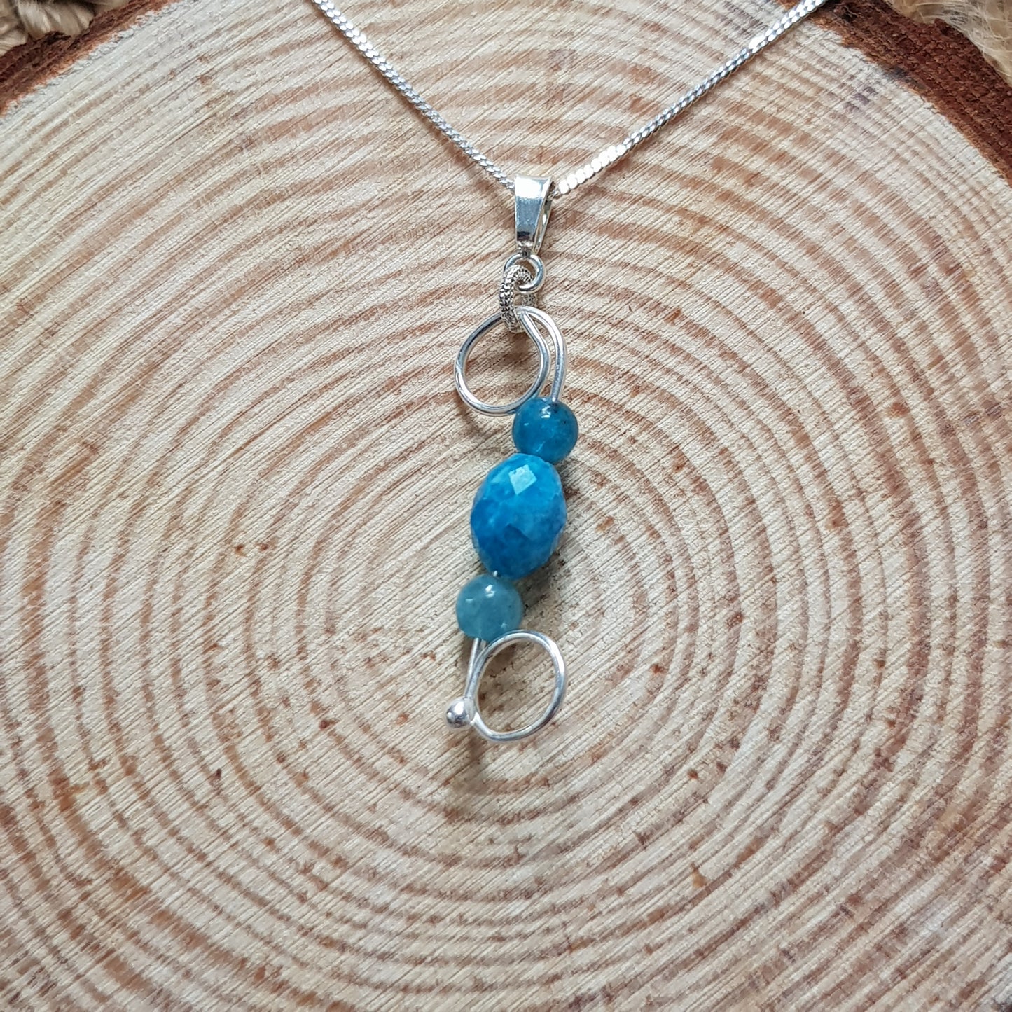 Apatite bleue argent 925