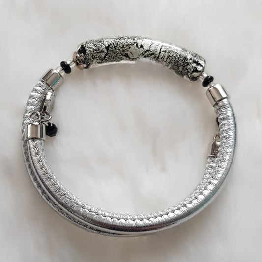 Bracelet murano tube argenté