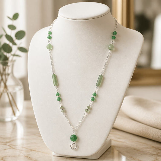 Pendentif Aventurine Verte Argent 925 Étoile - Pierre de Chance