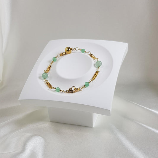 Bracelet aventurine verte en acier - pierre naturelle 