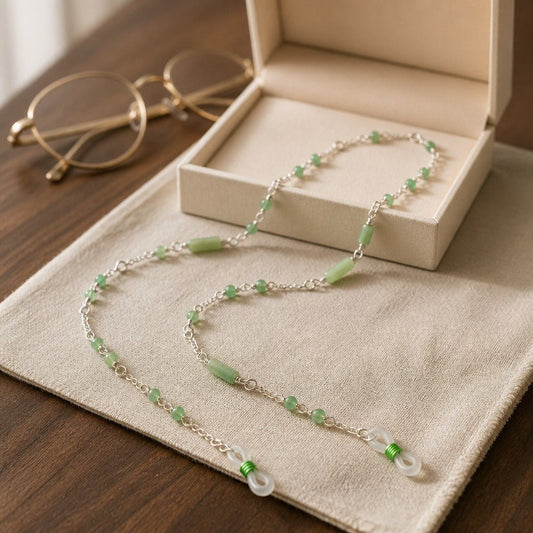 Chaîne de Lunettes Aventurine - Pierre Naturelle & Argent 925