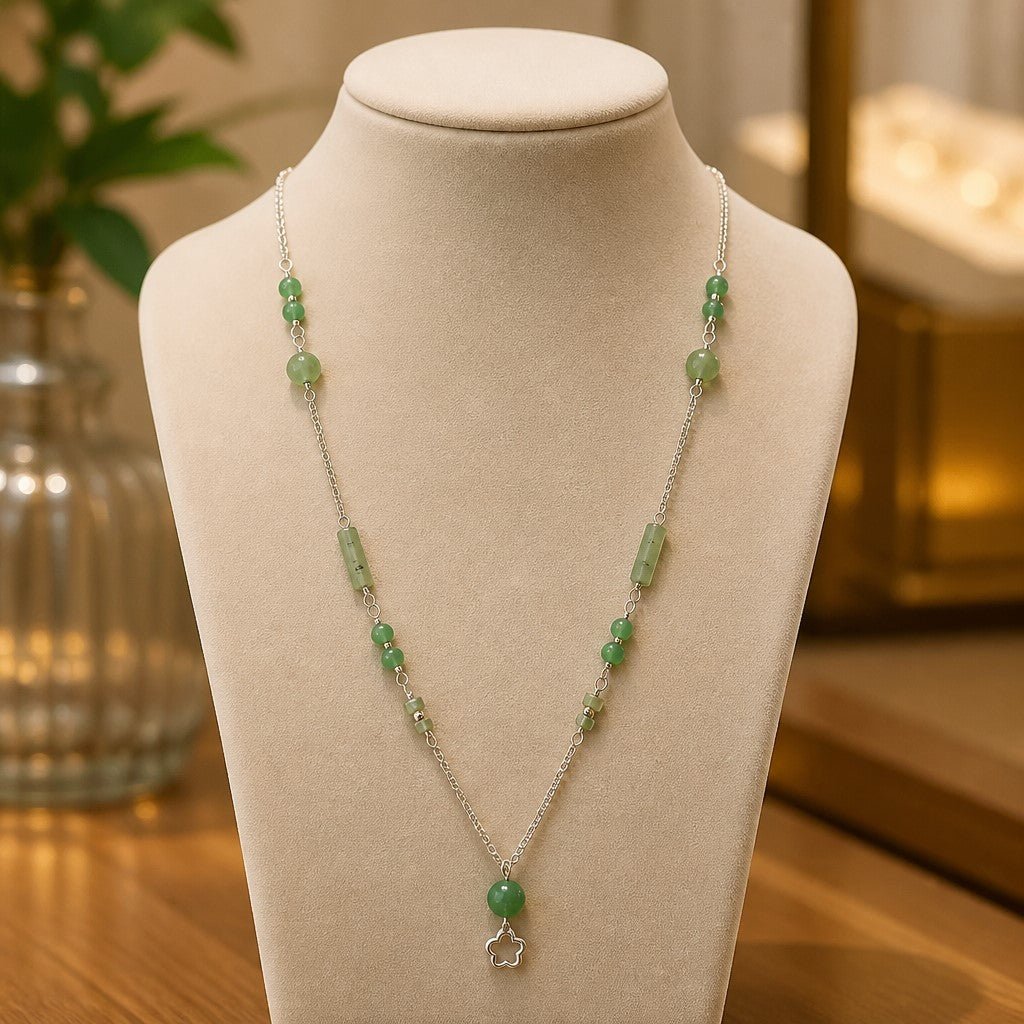 Pendentif Aventurine Verte Argent 925 Étoile - Pierre de Chance