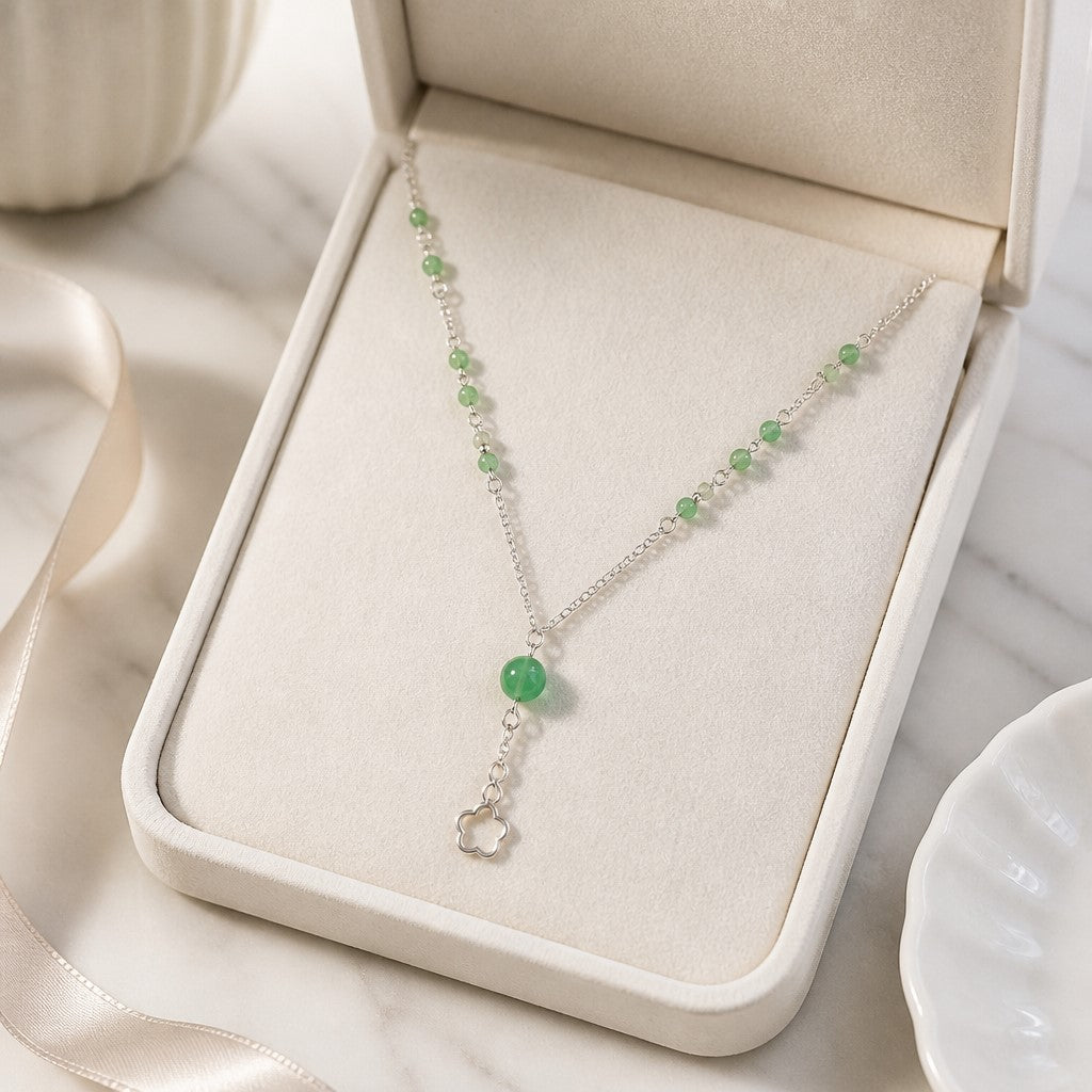 Pendentif Aventurine Verte Argent 925 Étoile - Pierre de Chance