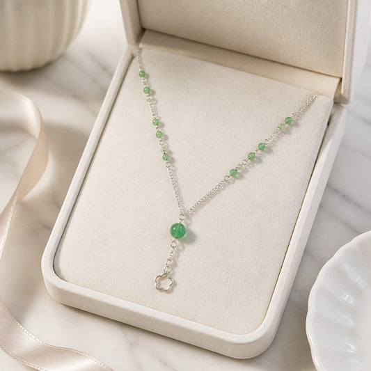 Pendentif Aventurine Verte Argent 925 Étoile - Pierre de Chance