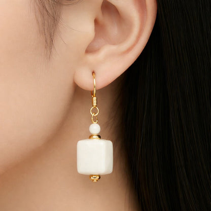 Boucles d'Oreilles Murano Beige 9244 - Verre Vénitien Léger