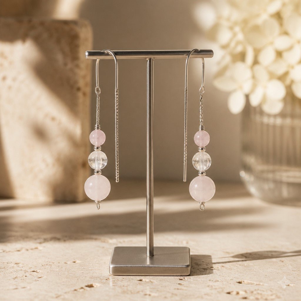 Boucles d'Oreilles Béryl Rose - Argent 925 & Pierre Naturelle