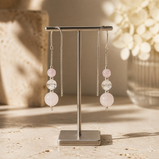 Boucles d'Oreilles Béryl Rose - Argent 925 & Pierre Naturelle