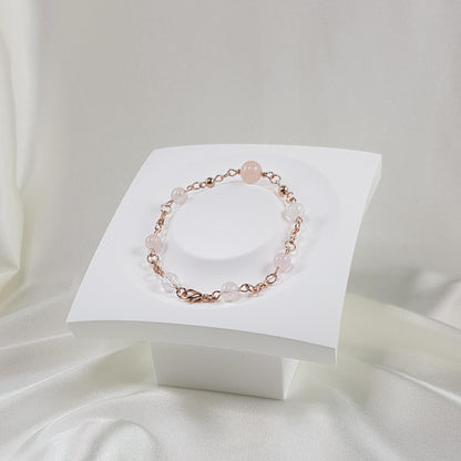 Bracelet béryl rose en argent 925 plaqué or rose 