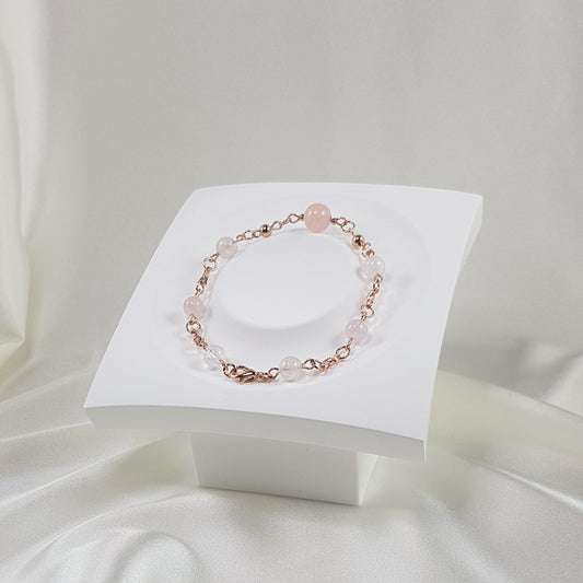 Bracelet béryl rose en argent 925 plaqué or rose 