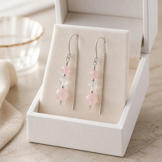 Boucles d'Oreilles Béryl Rose - Argent 925 & Pierre Naturelle
