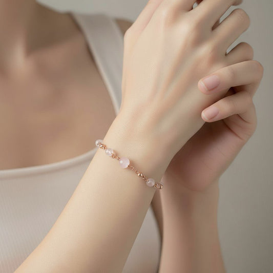 Bracelet Béryl Rose Argent 925 Plaqué Or Rose