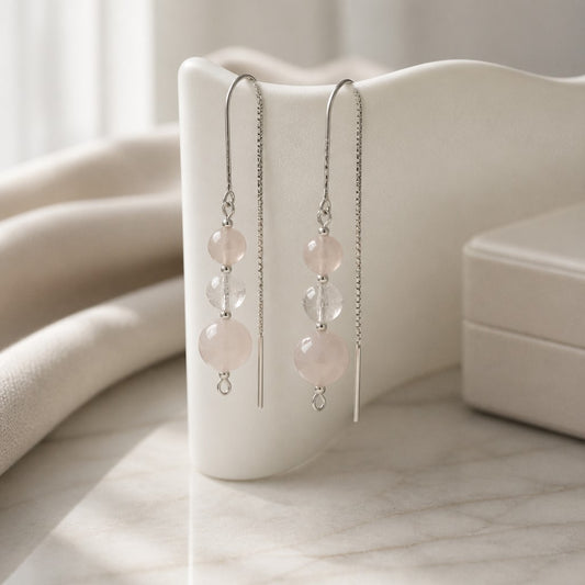 Boucles d'Oreilles Béryl Rose - Argent 925 & Pierre Naturelle