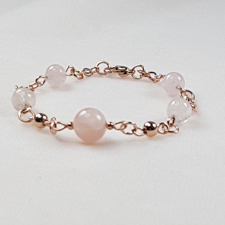 Béryl rose argent 925 plaque or rose