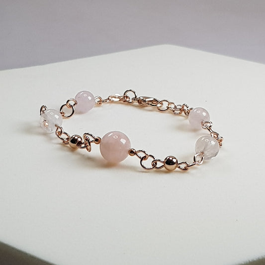 Béryl rose argent 925 plaque or rose