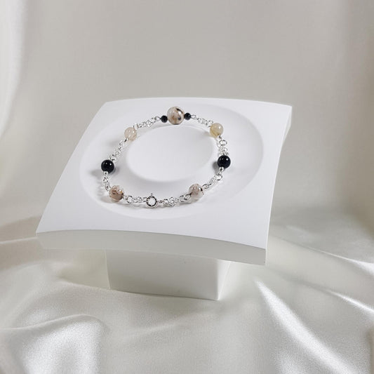 Bracelet bien-être en argent 925 - lithothérapie pierres naturelles 