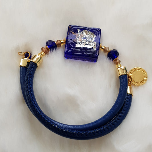 Bracelet murano carré bleu