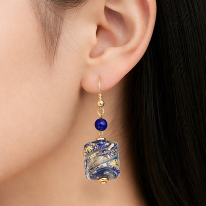 Boucles d'Oreilles Murano Bleu 9242 - Verre de Venise Authentique