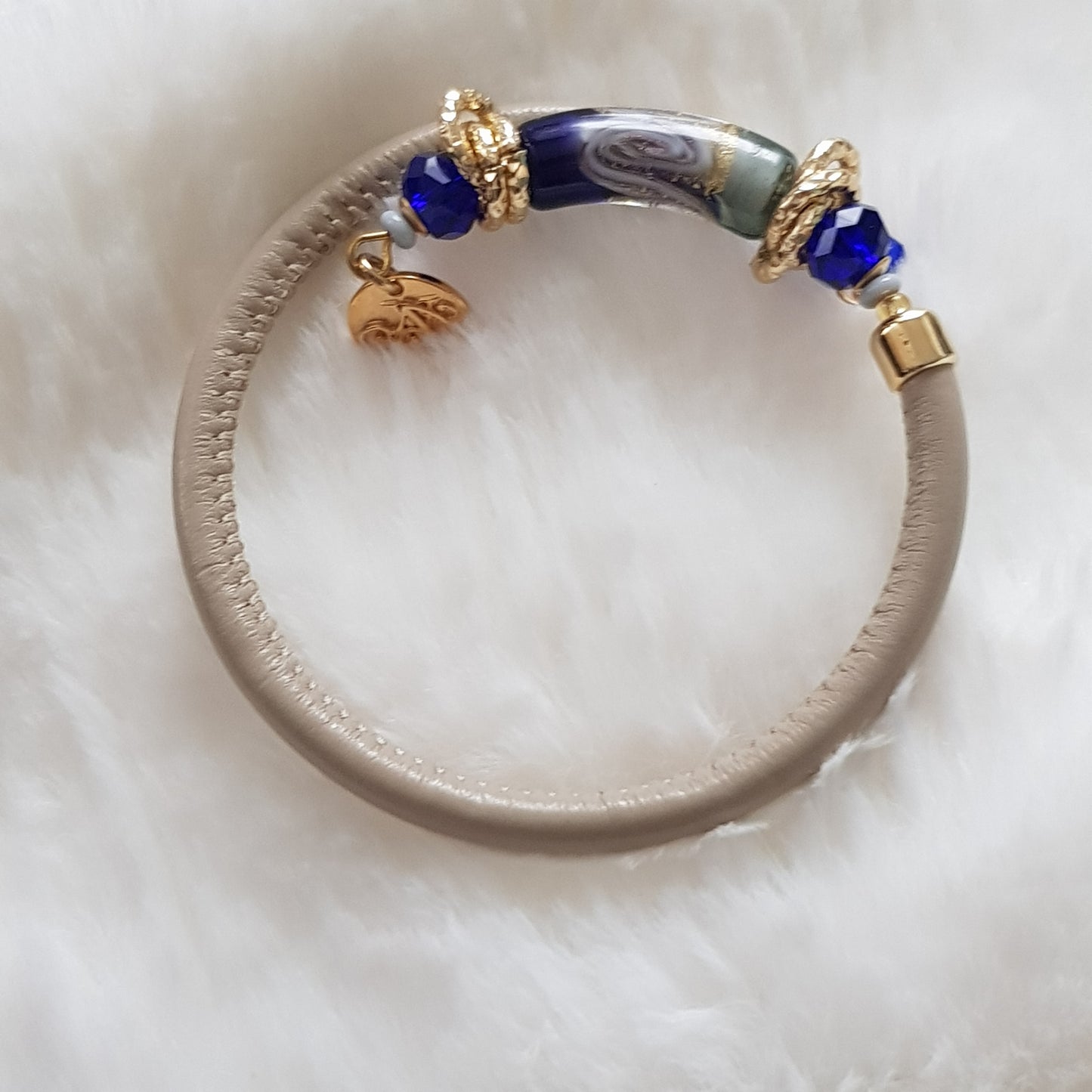 Bracelet murano tube bleu nuit