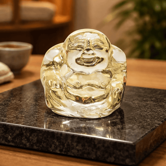 Bouddha en Verre Citron - Porte-Bonheur Fraîcheur