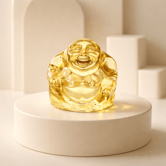 Bouddha en Verre Jaune - Porte-Bonheur Joie