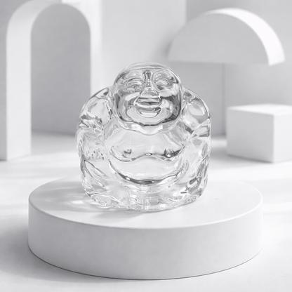 Bouddha en Verre Transparent - Porte-Bonheur Pureté