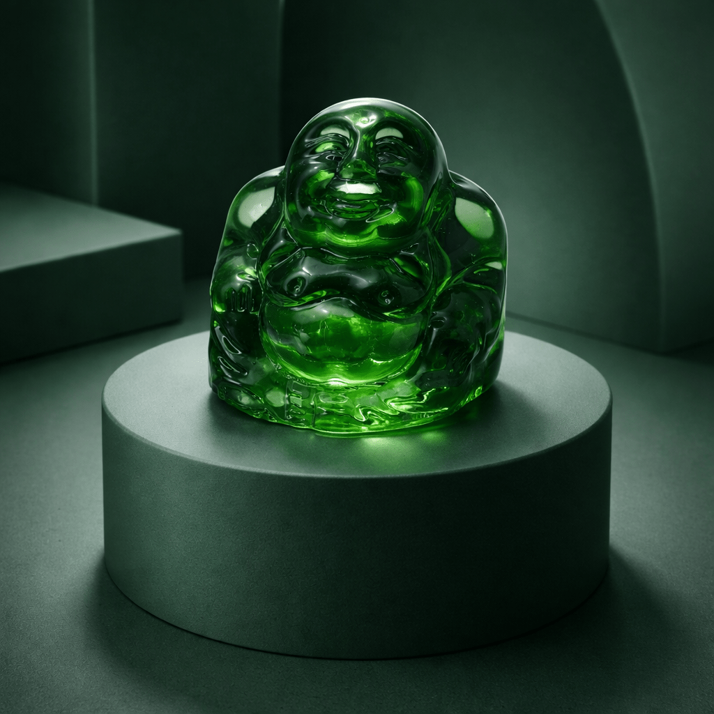 Bouddha en Verre Vert - Porte-Bonheur Harmonie