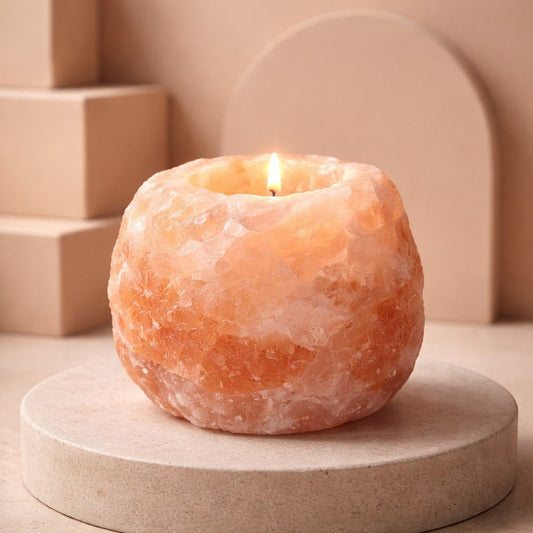 Bougeoir en Cristal de Sel de l'Himalaya - Ambiance Zen