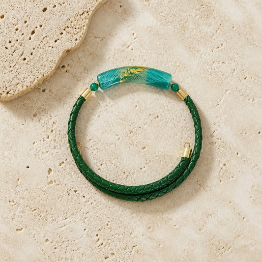 Bracelet Acier Verre Murano Eider + malachite- Collier Vénitien Certifié