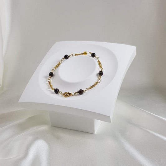 Bracelet bronzite en acier - pierre naturelle 