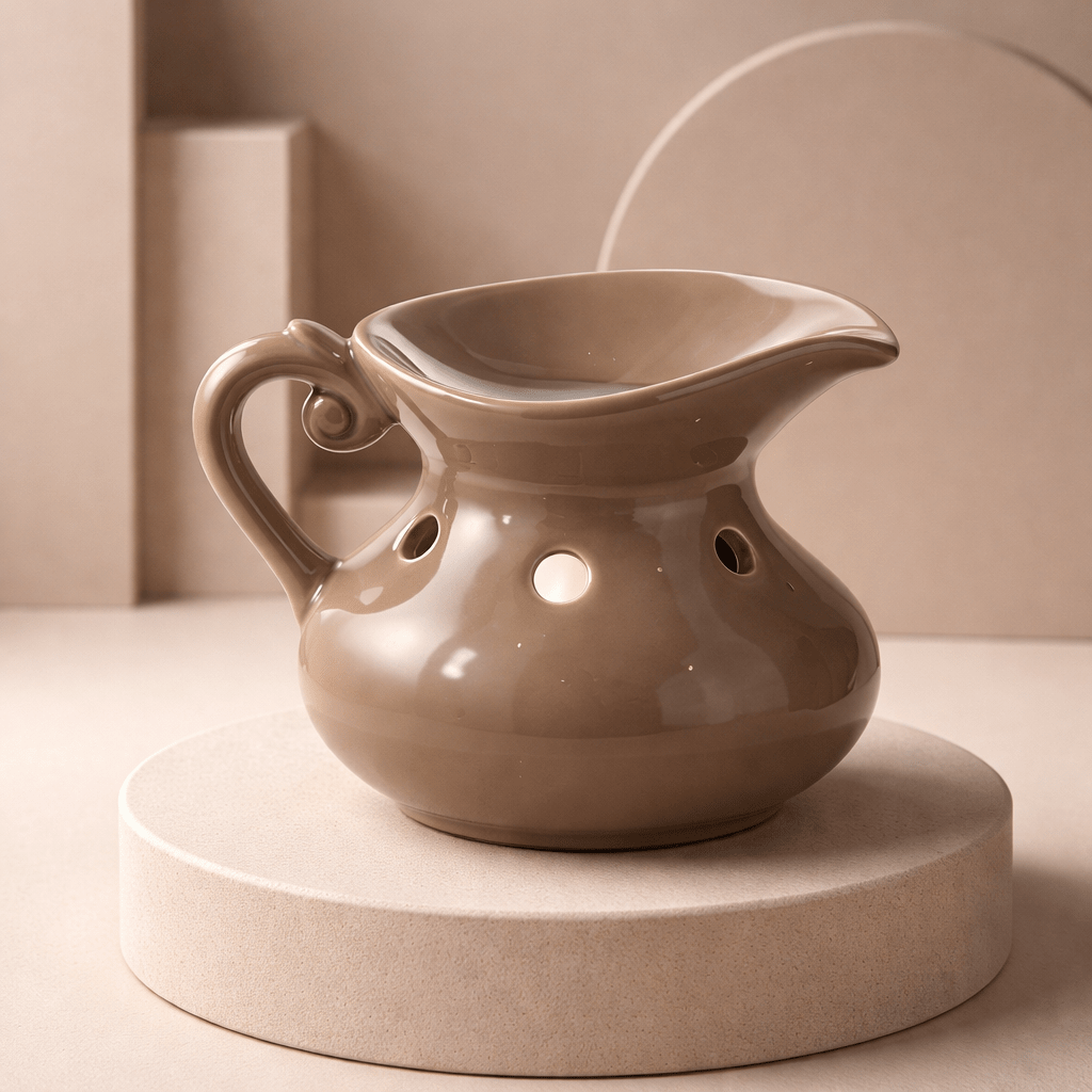Brûleur à Huile Cruche Taupe - Élégance Campagne Chic