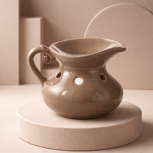 Brûleur à Huile Cruche Taupe - Élégance Campagne Chic