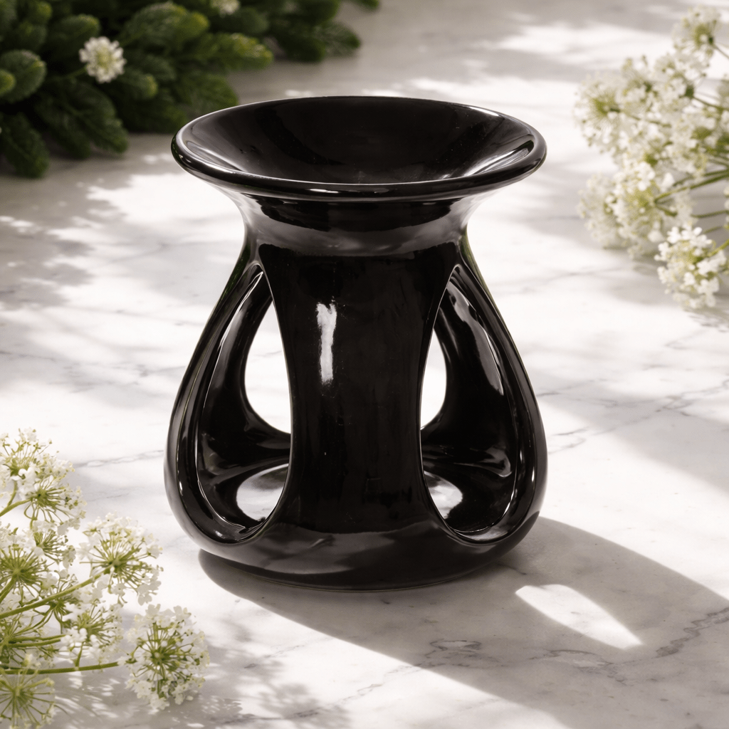 Brûleur à Huile Larme Noir - Élégance Mystérieuse et Sophistication